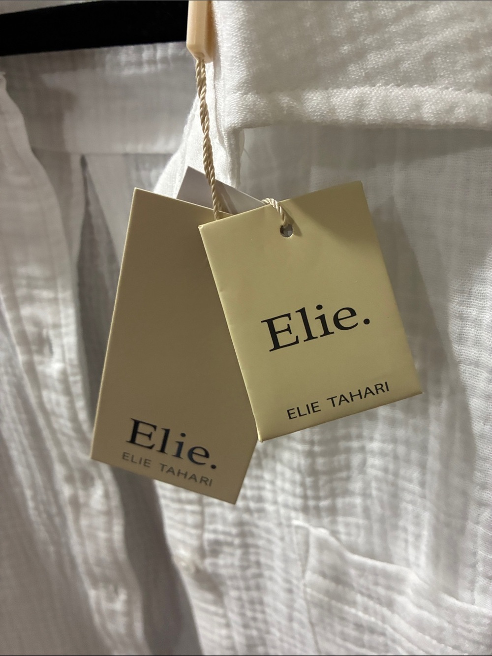 Elie Tahari White Textured Cotton Button-Down Shirt - Picture 7 of 14